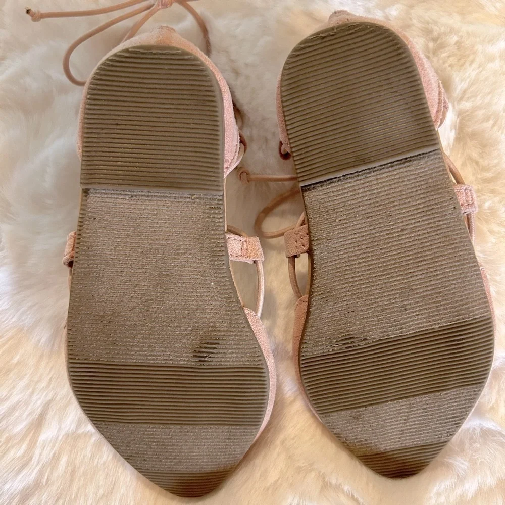 Old Navy baby girl lace up‎ pink ankle ballet flats in Size 5.  E